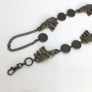 Women’s Boho Elephant Chain Belt Antique Brass Round Disk Links Safari